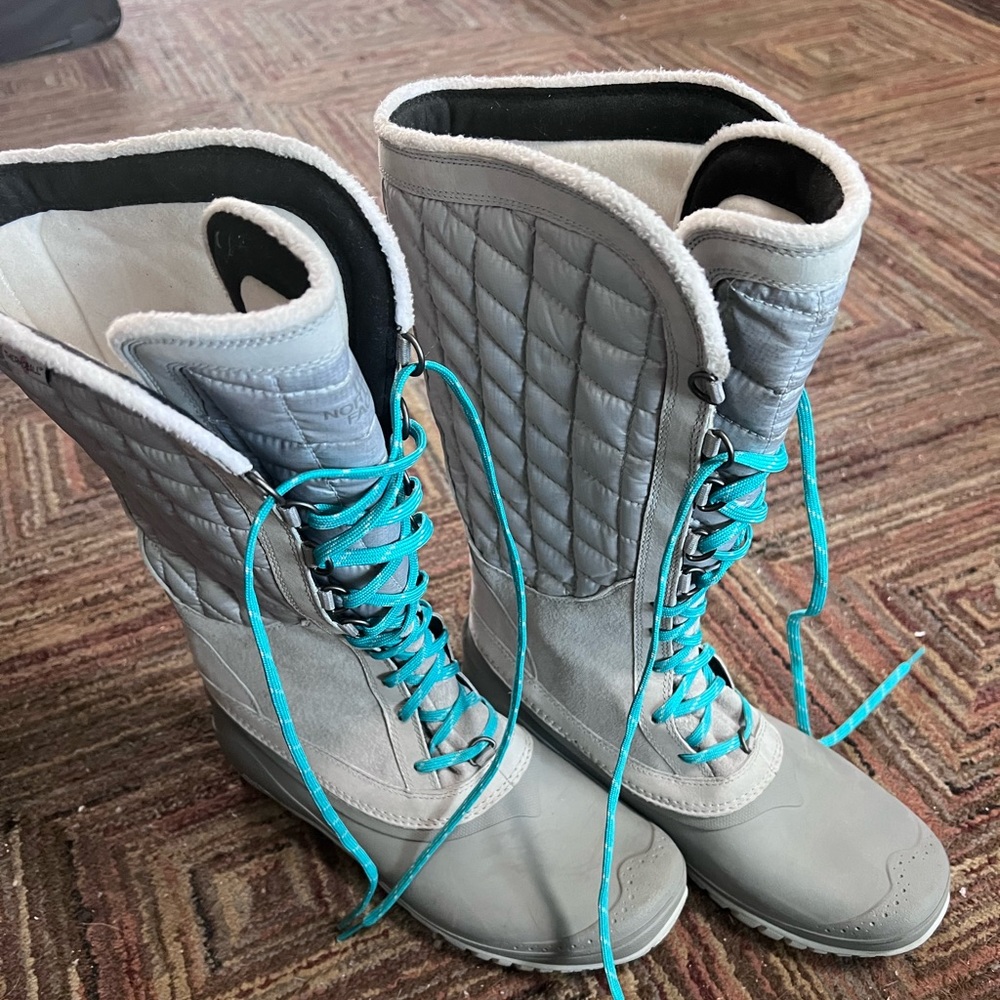 Tall Gray Winter North Face Boots